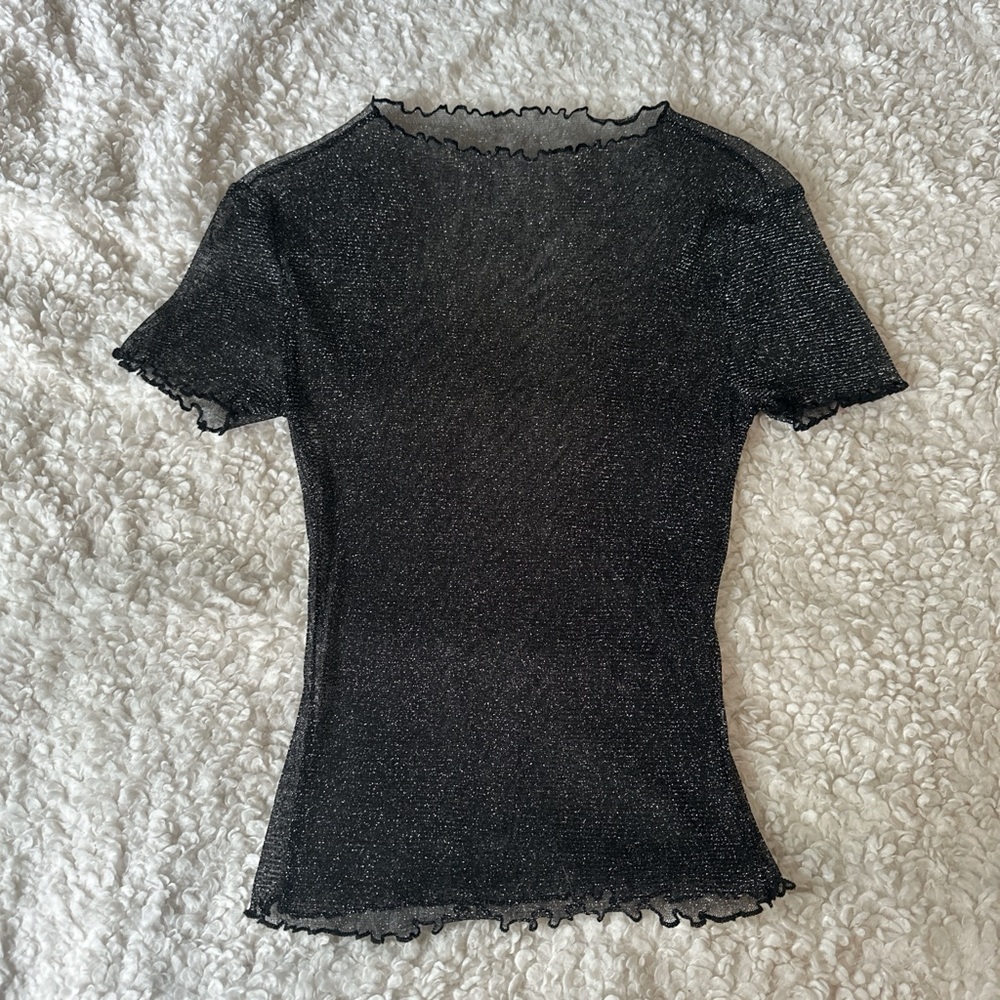 Black glitter mesh top